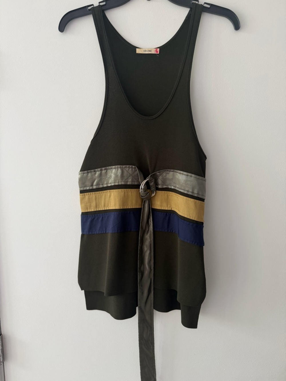 Celine Olive Tank with Gold, Silver & Navy Bands